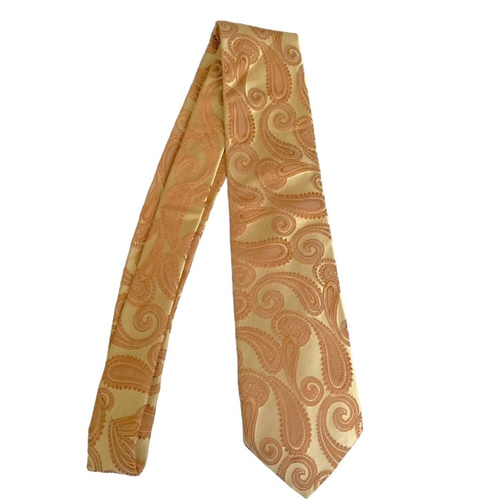 Hugo Boss Vintage Gold Paisley 100% Silk Tie - Picture 4 of 7